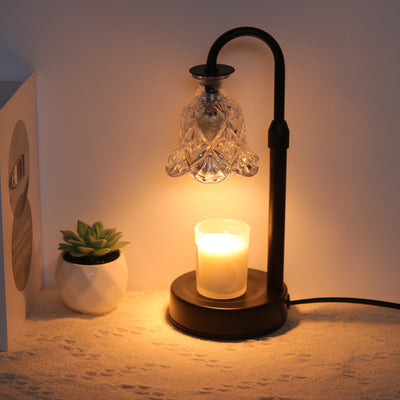 Modern Minimalist Flower Iron Glass Wood 1-Light Aromatherapy Melting Wax Table Lamp For Bedroom