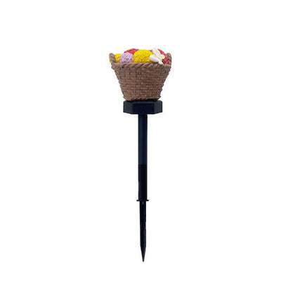 Modern Art Deco Solar Flower Basket Resin LED Outdoor Light Landscape Lighting For Garden