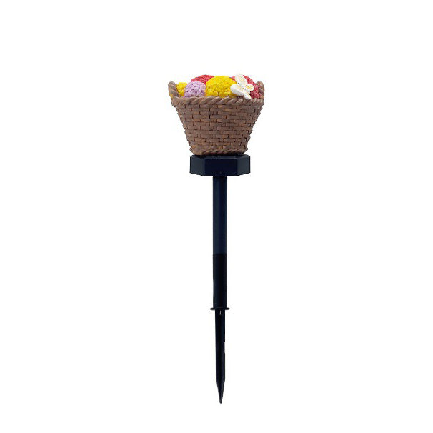 Modern Art Deco Solar Flower Basket Resin LED Outdoor Light Landscape Lighting For Garden