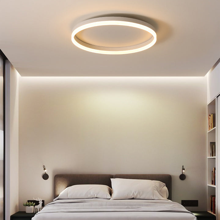 Modern Minimalist Traffic Circle Iron Acrylic LED Flush Mount Ceiling Light For Bedroom