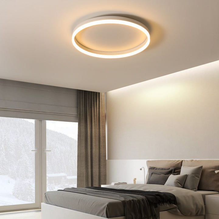 Modern Minimalist Traffic Circle Iron Acrylic LED Flush Mount Ceiling Light For Bedroom