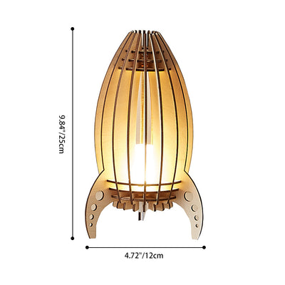 Modern Art Deco Rocket Beech Wood Acrylic LED Table Lamp For Bedroom