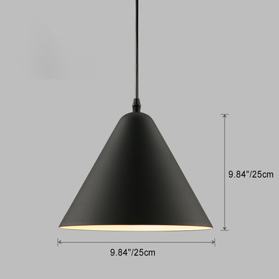 Lámpara colgante moderna minimalista de cono triangular de hierro y aluminio de 1 luz para comedor 