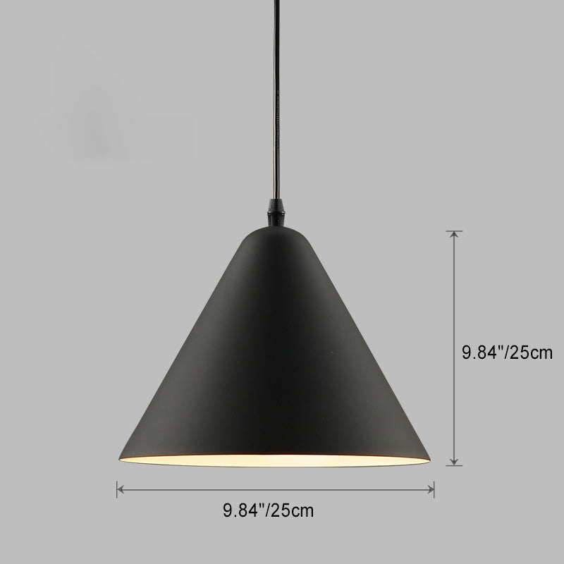 Lámpara colgante moderna minimalista de cono triangular de hierro y aluminio de 1 luz para comedor 