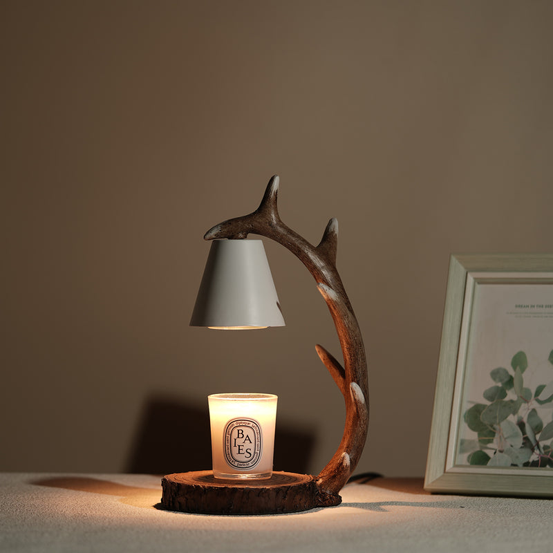 Modern Art Deco Antler Resin Hardware 1-Light Aromatherapy Melting Wax Table Lamp For Bedroom