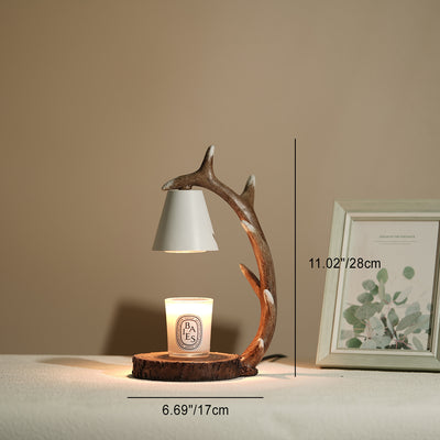 Modern Art Deco Antler Resin Hardware 1-Light Aromatherapy Melting Wax Table Lamp For Bedroom