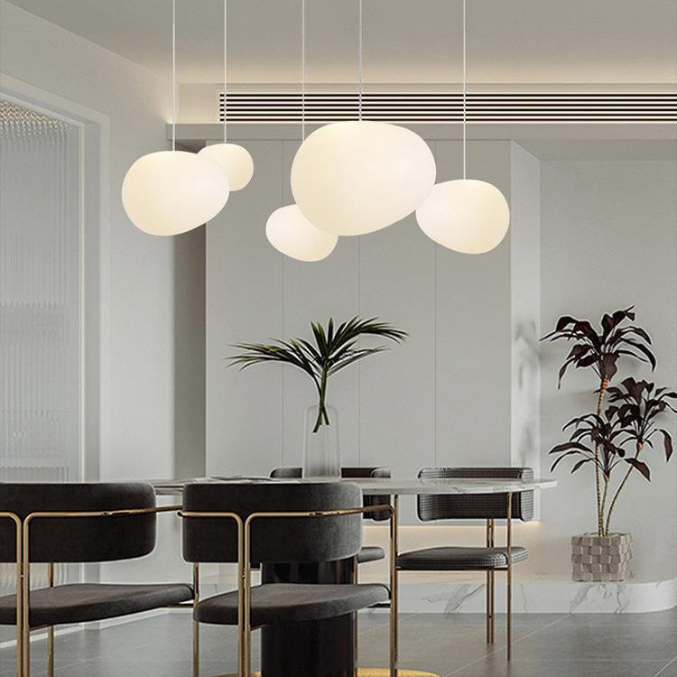Modern Minimalist Pebble Acrylic Resin 1-Light Pendant Light For Living Room