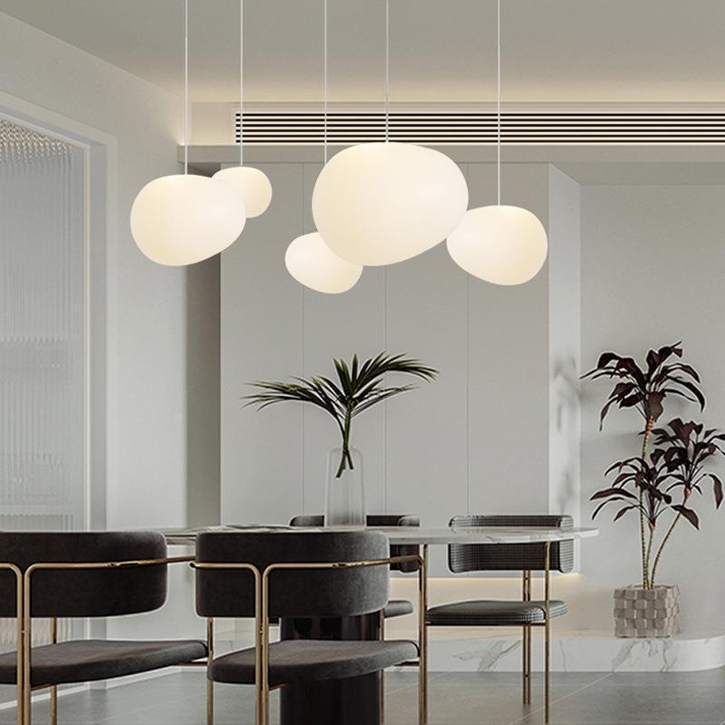 Modern Minimalist Pebble Acrylic Resin 1-Light Pendant Light For Living Room