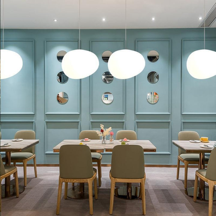 Lustre suspendu moderne minimaliste en résine acrylique galet 1 lumière pour salon 