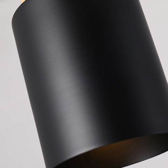 Modern Minimalist Cylindrical Iron Wood 1-Light Pendant Light For Bedroom