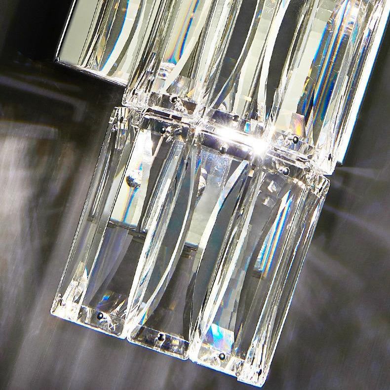 Modern Minimalist Rectangular Stainless Steel Crystal 3/4/6 Light Wall Sconce Lamp For Bedroom