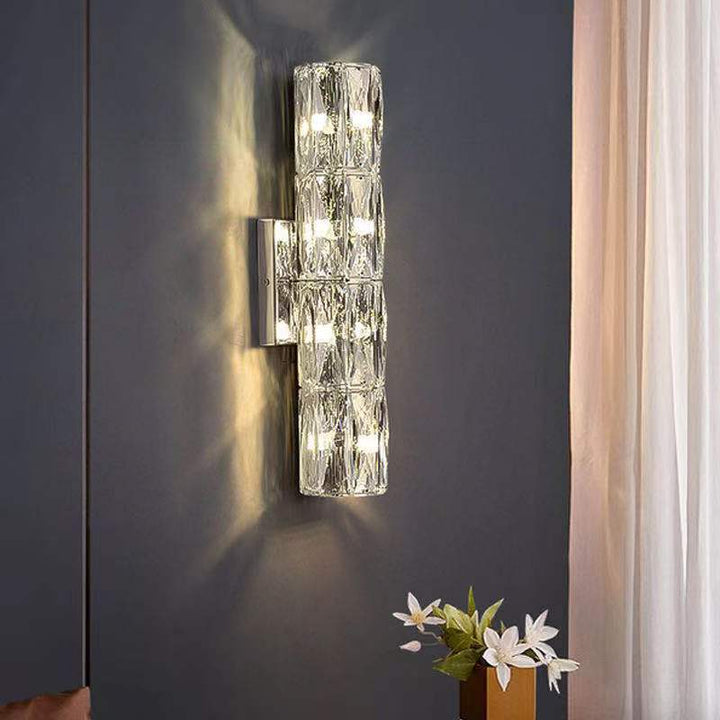 Modern Minimalist Rectangular Stainless Steel Crystal 3/4/6 Light Wall Sconce Lamp For Bedroom