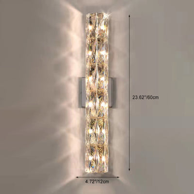 Modern Minimalist Rectangular Stainless Steel Crystal 3/4/6 Light Wall Sconce Lamp For Bedroom