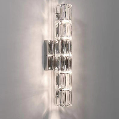 Modern Minimalist Rectangular Stainless Steel Crystal 3/4/6 Light Wall Sconce Lamp For Bedroom