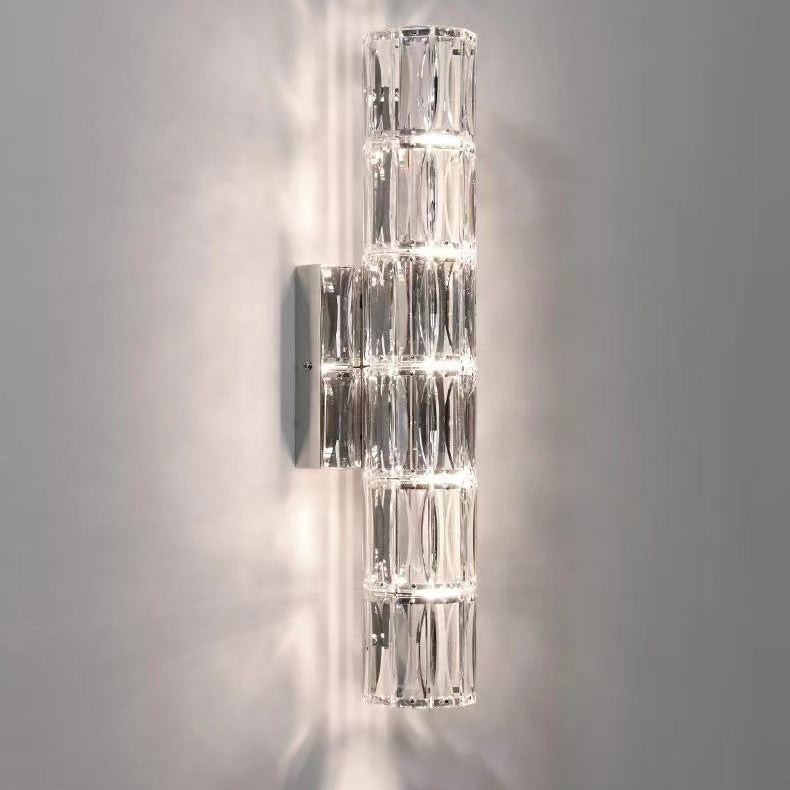 Modern Minimalist Rectangular Stainless Steel Crystal 3/4/6 Light Wall Sconce Lamp For Bedroom