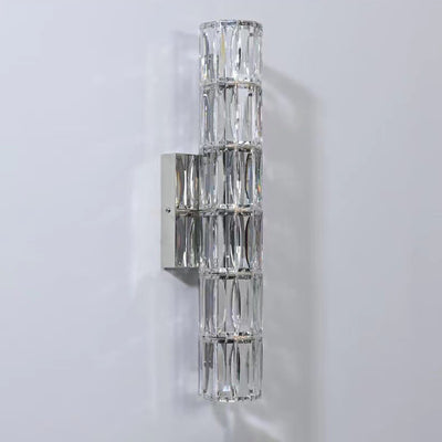 Modern Minimalist Rectangular Stainless Steel Crystal 3/4/6 Light Wall Sconce Lamp For Bedroom
