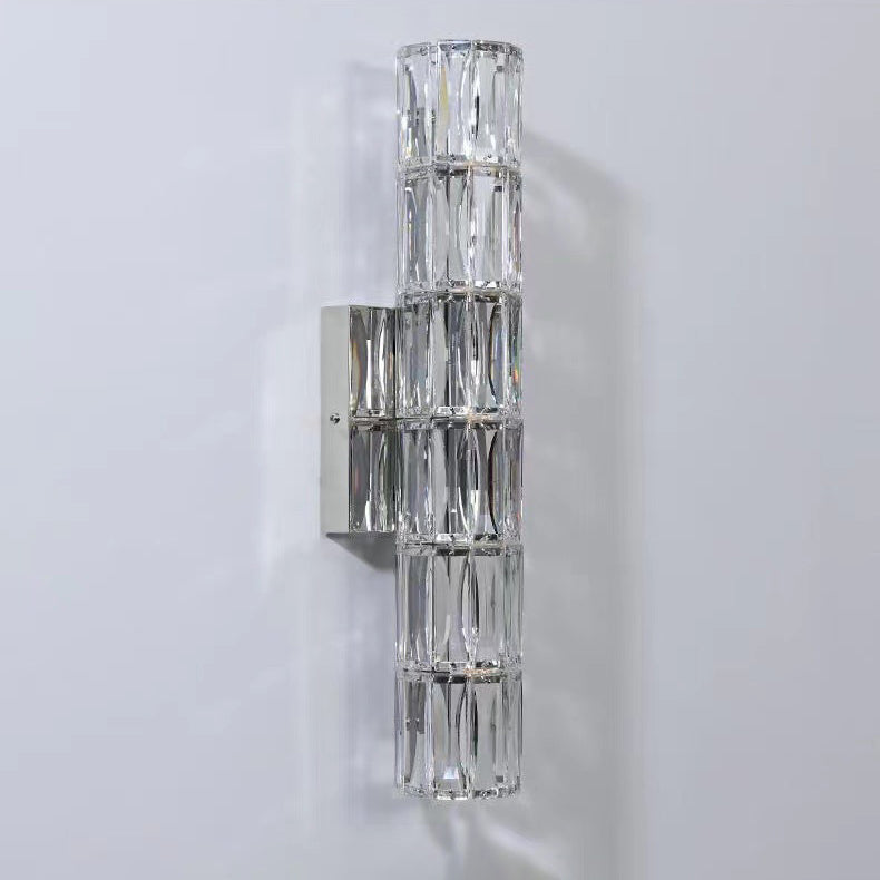 Modern Minimalist Rectangular Stainless Steel Crystal 3/4/6 Light Wall Sconce Lamp For Bedroom