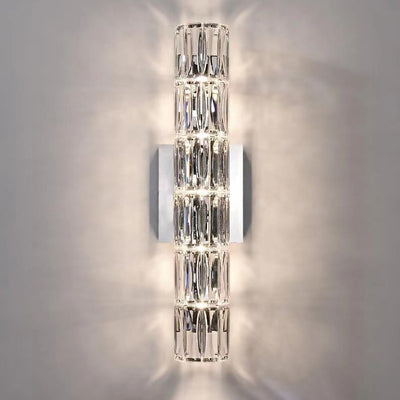 Modern Minimalist Rectangular Stainless Steel Crystal 3/4/6 Light Wall Sconce Lamp For Bedroom