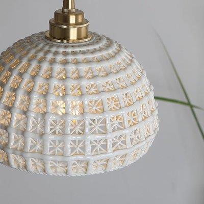 Traditional Japanese Hemispherical Ceramic Copper 1-Light Pendant Light For Bedroom