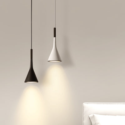 Modern Minimalist Conical Triangular Aluminum Iron 1-Light Pendant Light For Bedroom
