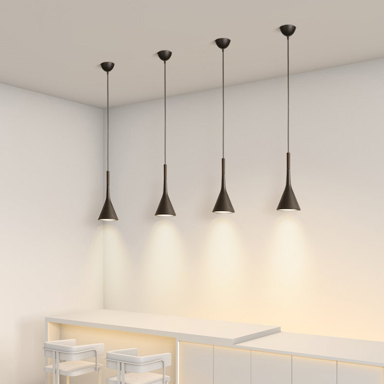 Modern Minimalist Conical Triangular Aluminum Iron 1-Light Pendant Light For Bedroom