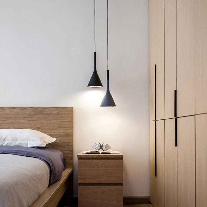 Modern Minimalist Conical Triangular Aluminum Iron 1-Light Pendant Light For Bedroom