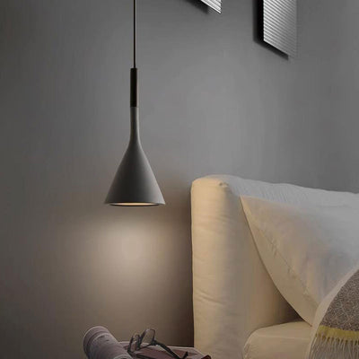 Modern Minimalist Conical Triangular Aluminum Iron 1-Light Pendant Light For Bedroom