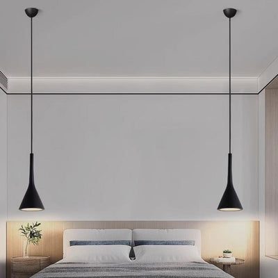 Modern Minimalist Conical Triangular Aluminum Iron 1-Light Pendant Light For Bedroom