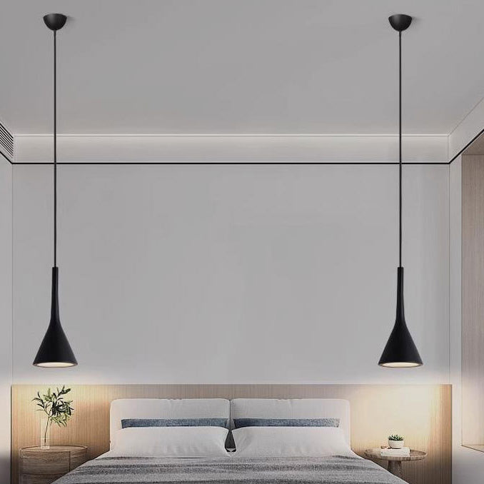 Modern Minimalist Conical Triangular Aluminum Iron 1-Light Pendant Light For Bedroom