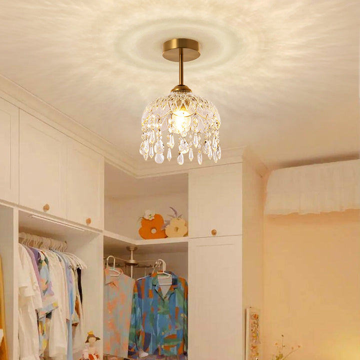 Moderno Minimalista Flor Hierro Vidrio Cristal 1-Luz Montaje Semi-empotrado Lámpara de Techo Para Pasillo 