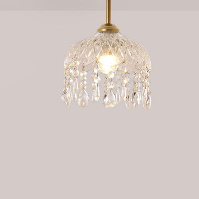 Modern Minimalist Flower Iron Glass Crystal 1-Light Semi-Flush Mount Ceiling Light For Hallway