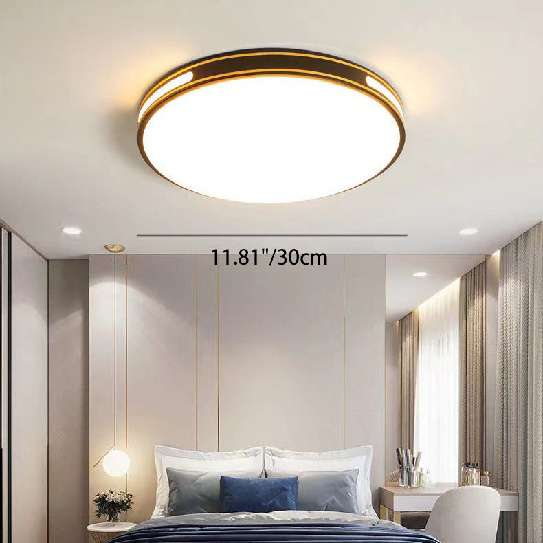 Modern Minimalist Round Rectangular Acrylic Iron LED Flush Mount Ceiling Light For Bedroom