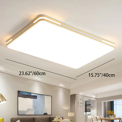 Modern Minimalist Round Rectangular Acrylic Iron LED Flush Mount Ceiling Light For Bedroom