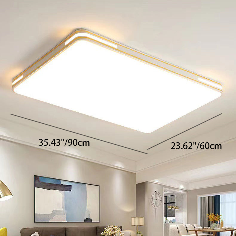 Modern Minimalist Round Rectangular Acrylic Iron LED Flush Mount Ceiling Light For Bedroom