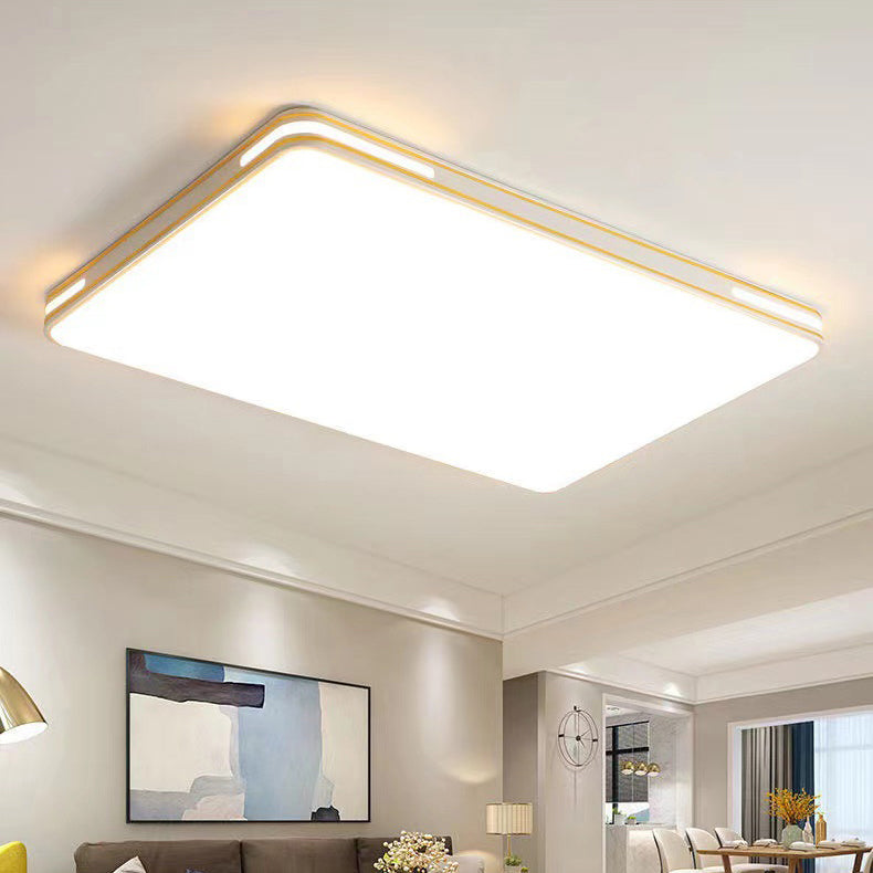 Modern Minimalist Round Rectangular Acrylic Iron LED Flush Mount Ceiling Light For Bedroom