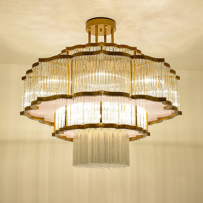 Moderne Art-Deco-Runde Spitze Eisen Glas 7/9/18/23 Licht Semi-Flush-Montage Deckenleuchte für Esszimmer 