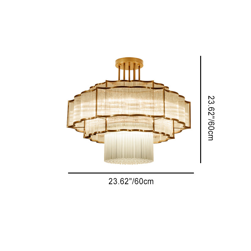 Moderne Art-Deco-Runde Spitze Eisen Glas 7/9/18/23 Licht Semi-Flush-Montage Deckenleuchte für Esszimmer 