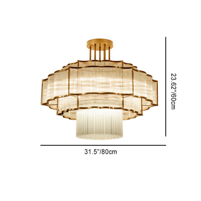 Moderne Art-Deco-Runde Spitze Eisen Glas 7/9/18/23 Licht Semi-Flush-Montage Deckenleuchte für Esszimmer 
