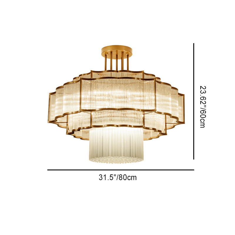 Moderne Art-Deco-Runde Spitze Eisen Glas 7/9/18/23 Licht Semi-Flush-Montage Deckenleuchte für Esszimmer 