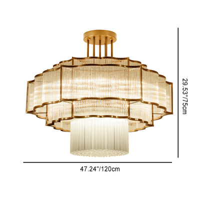 Moderne Art-Deco-Runde Spitze Eisen Glas 7/9/18/23 Licht Semi-Flush-Montage Deckenleuchte für Esszimmer 