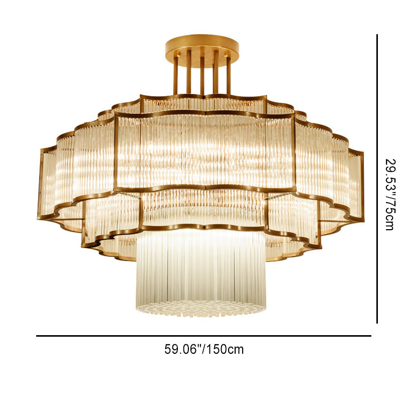 Moderne Art-Deco-Runde Spitze Eisen Glas 7/9/18/23 Licht Semi-Flush-Montage Deckenleuchte für Esszimmer 
