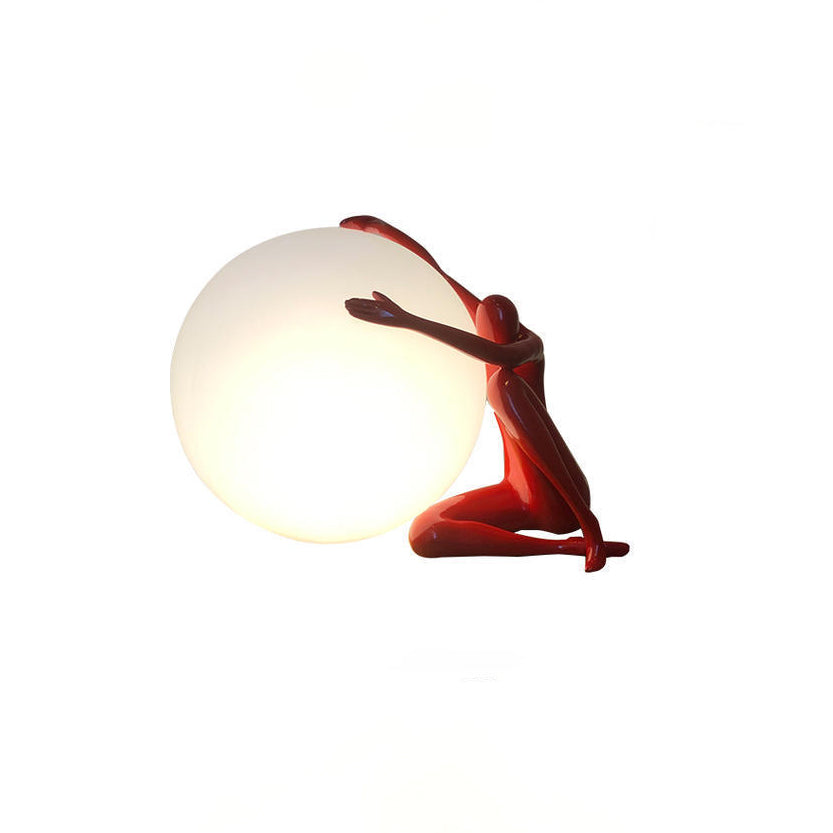 Moderne Art-Déco-Person, die einen Sitzball umarmt, Harz PE 1-Licht Tischlampe für das Schlafzimmer 