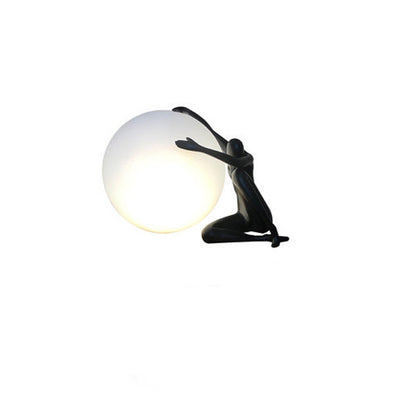 Moderne Art-Déco-Person, die einen Sitzball umarmt, Harz PE 1-Licht Tischlampe für das Schlafzimmer 