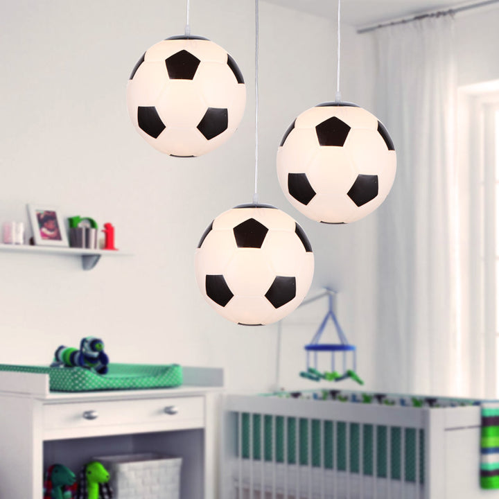 Lámpara colgante de 1 luz de fútbol baloncesto minimalista moderno de hierro y vidrio para dormitorio 