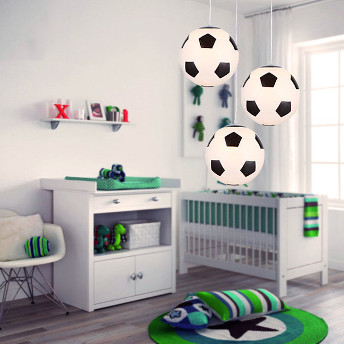 Lámpara colgante de 1 luz de fútbol baloncesto minimalista moderno de hierro y vidrio para dormitorio 