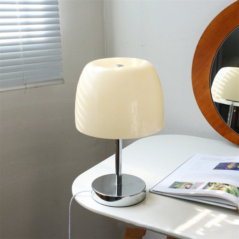 Lampe de table LED en verre cylindrique champignon minimaliste moderne pour chambre 