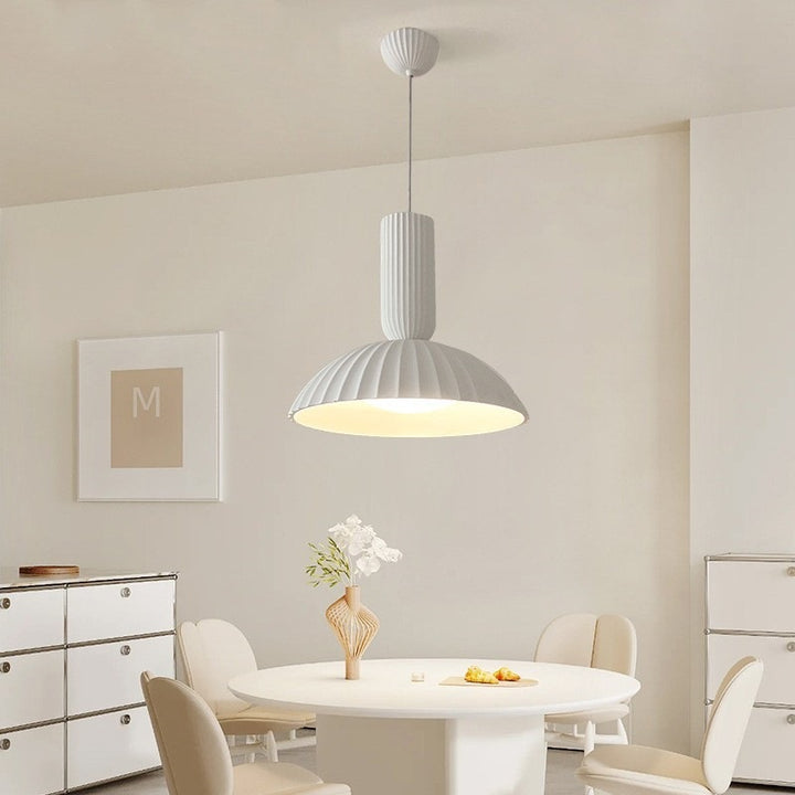 Modern Minimalist Shell Half Circle Resin Plaster LED Pendant Light For Dining Room
