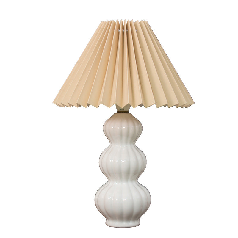 Moderne Art Deco Kegelförmige Kürbis-Keramik PP 1-Licht Tischlampe für das Schlafzimmer 