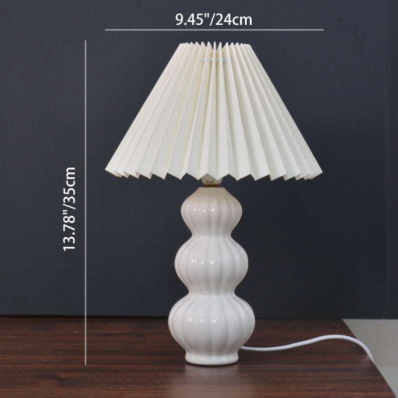 Moderne Art Deco Kegelförmige Kürbis-Keramik PP 1-Licht Tischlampe für das Schlafzimmer 