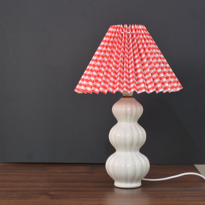 Moderne Art Deco Kegelförmige Kürbis-Keramik PP 1-Licht Tischlampe für das Schlafzimmer 